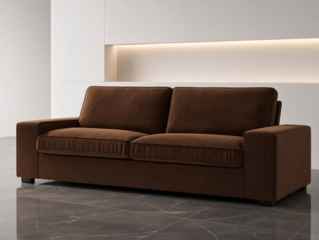 Comfortable fabric three seater sofa with plush cushions, from Golden Paradise Furniture