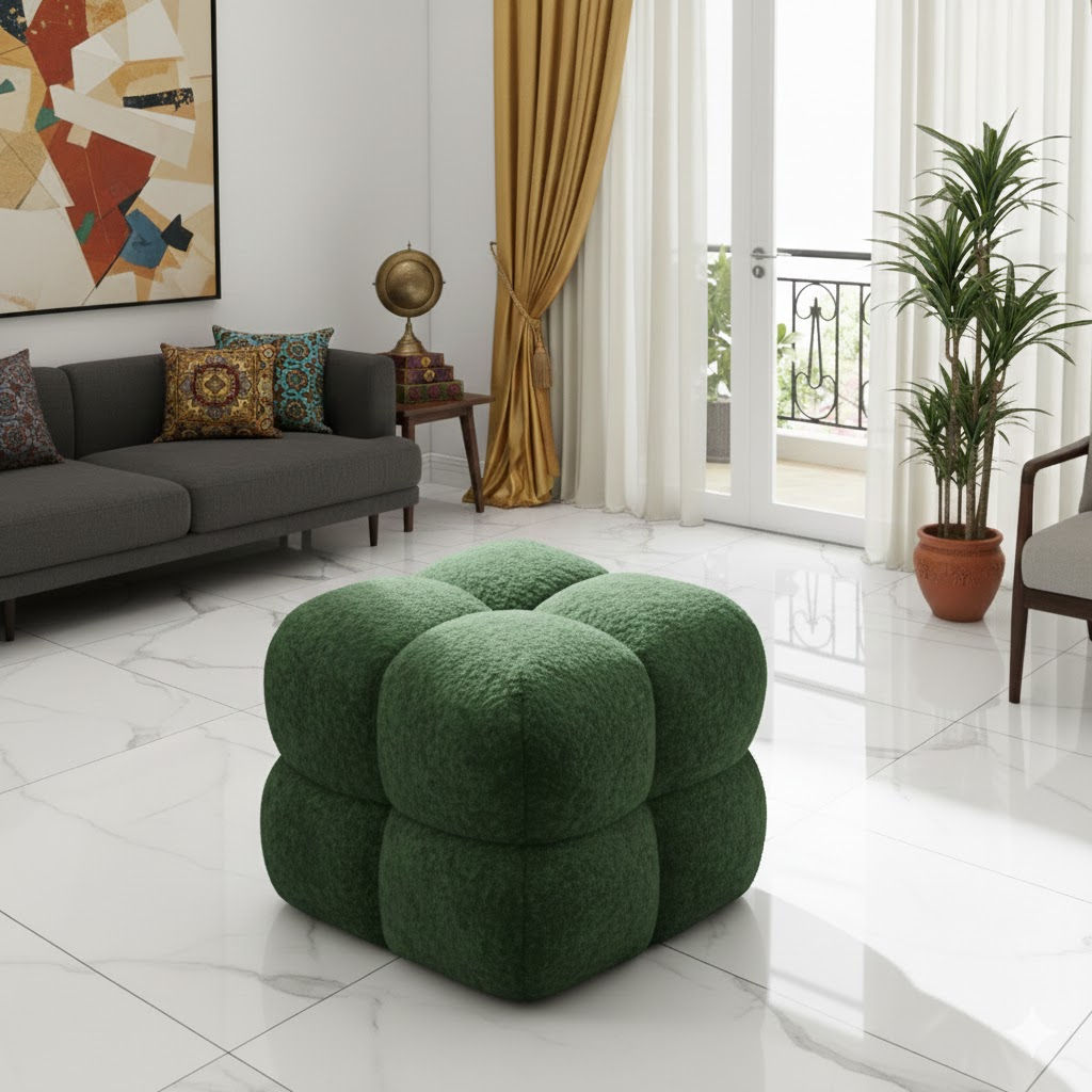 Diamond Upholstered Pouffe Stool