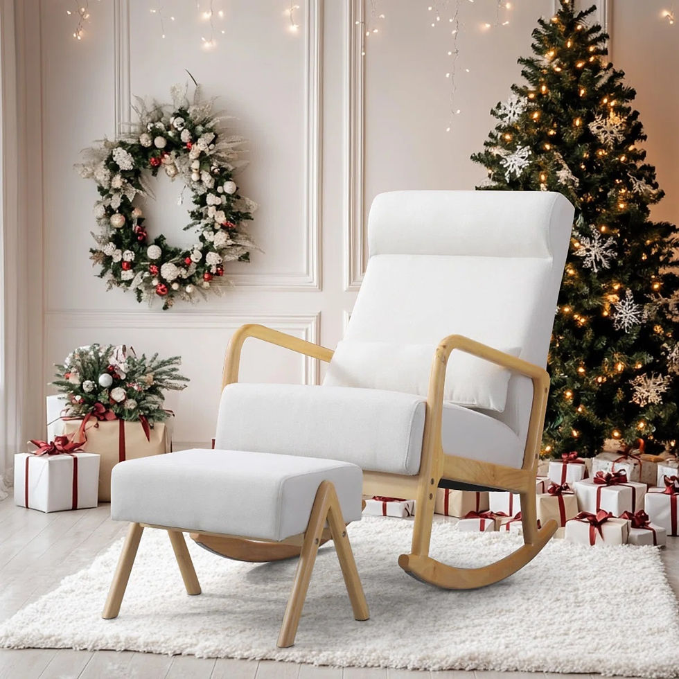 Thumbnail: Turkish Wooden Rocking Chair Cream Full