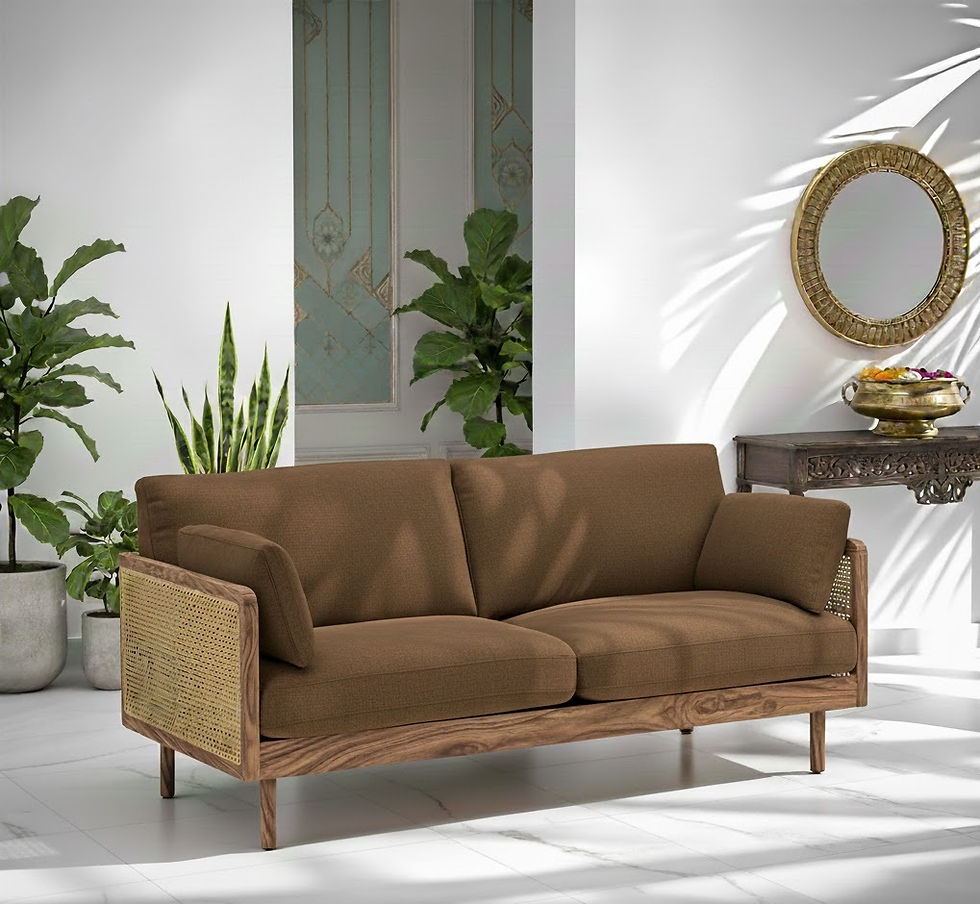 Thumbnail: Premium Natural Rattan Cane 3 Seater Sofa Online Gurugram