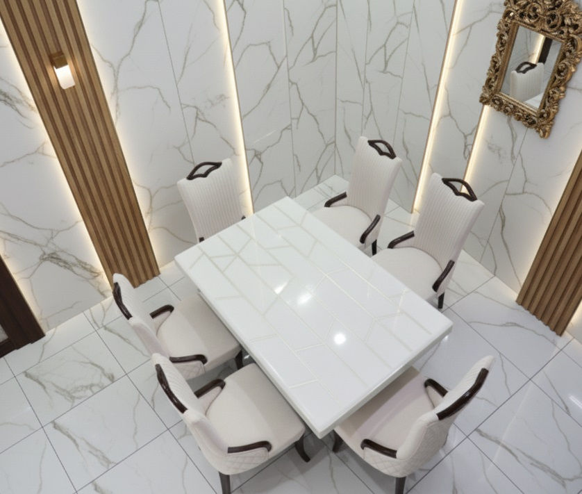 Carved Onyx 6 Seat Marble Top Dining Table1