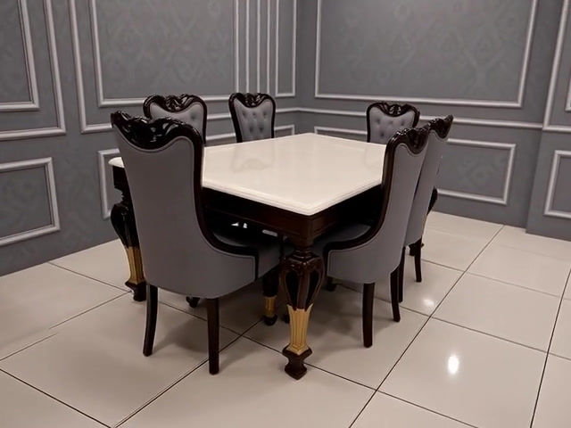 Thumbnail: Stallion Onyx 6 Seat Marble Top Dining Table11