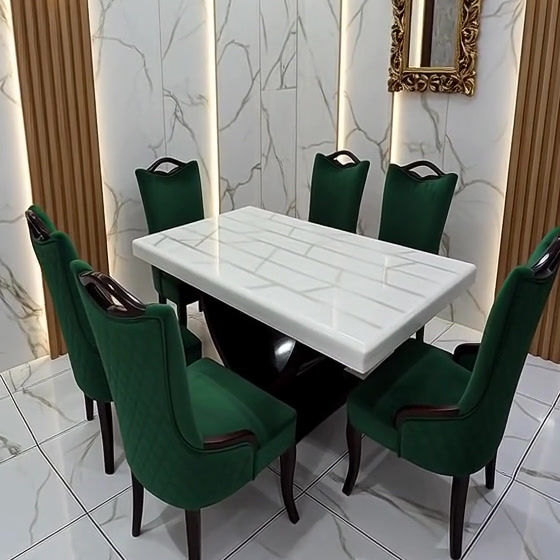 Thumbnail: Carved Onyx 6 Seat Marble Top Dining Table11