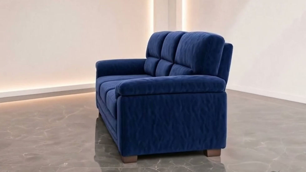 Thumbnail: Handcrafted Fabric 3 Seater Sofa Side View