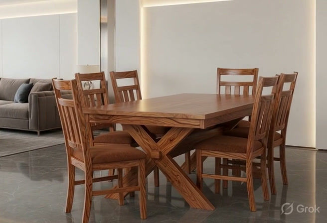 Thumbnail: Classic Wooden 6 Seater Dining Table Set13