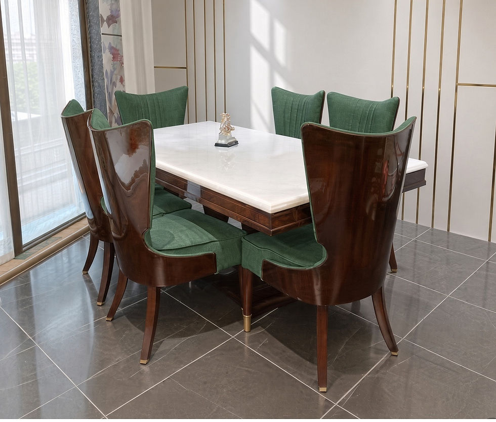 Italian Marble Top Dining Table Set Side View