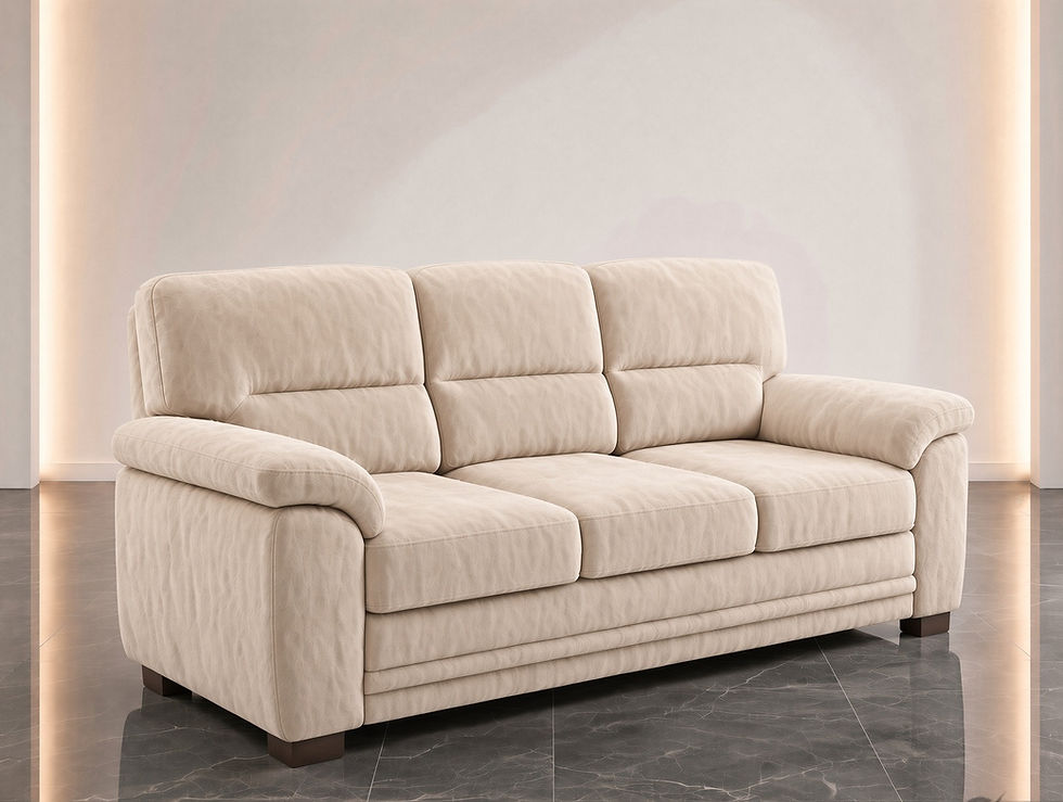 Handcrafted Fabric 3 Seater Sofa Side View