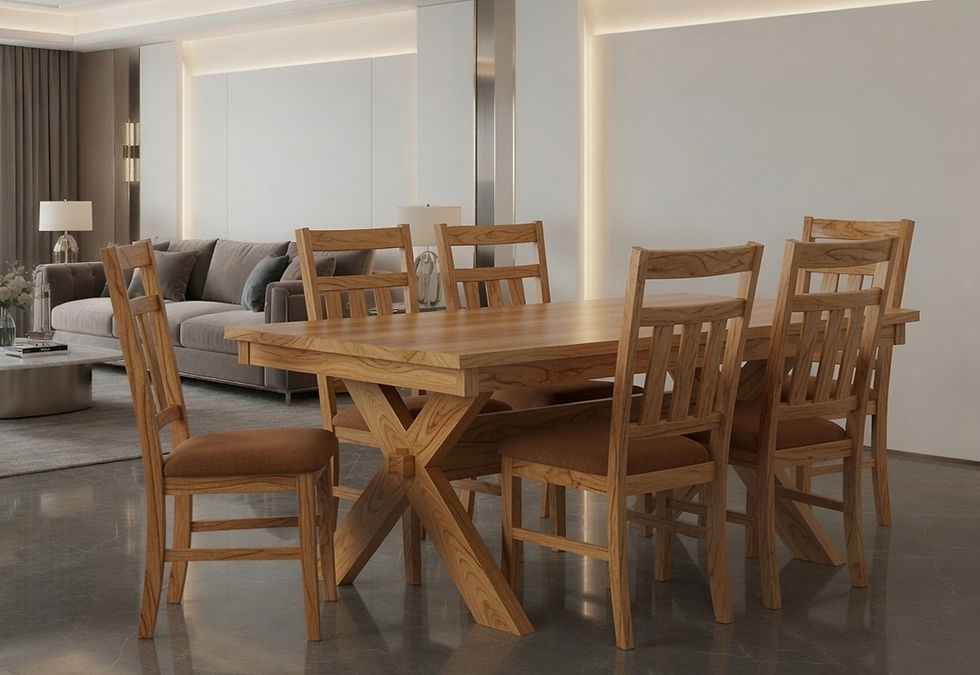 Classic Wooden 6 Seater Dining Table Set1