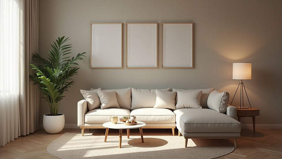 High angle view of a beautifully arranged living space