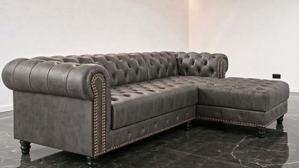 Thumbnail: Leather Chesterfield L Shaped Corner Sofa grey vid