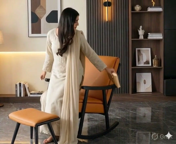 Thumbnail: Wooden Rocking Chair With Footrest11