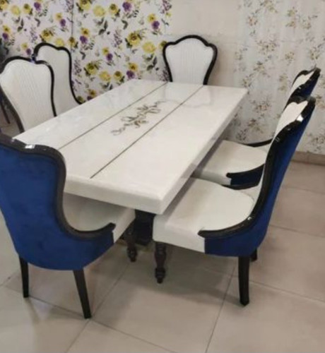 WHITE ONYX 6-SEAT MARBLE DINING TABLE | GOLDEN PARADISE