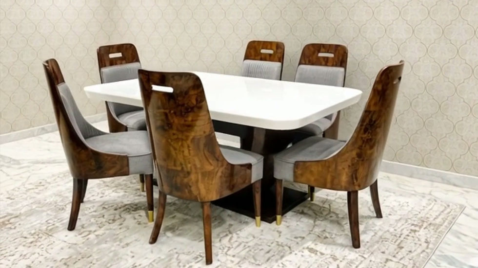 Thumbnail: Italian 6 Seater Marble Dining Table Side View
