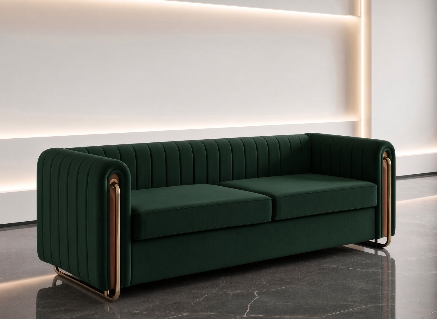 Swedish Fabric 3 Seater Sofa Side view