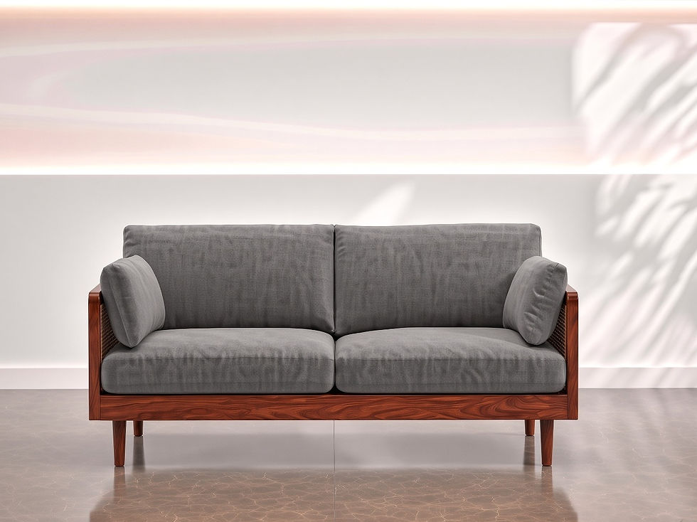 Thumbnail: Rattan Cane 3 Seater Sofa Online Side View