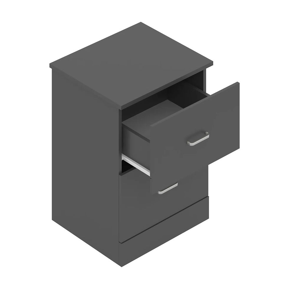 Palm Solid Wood Bedside Table GreyDrawer