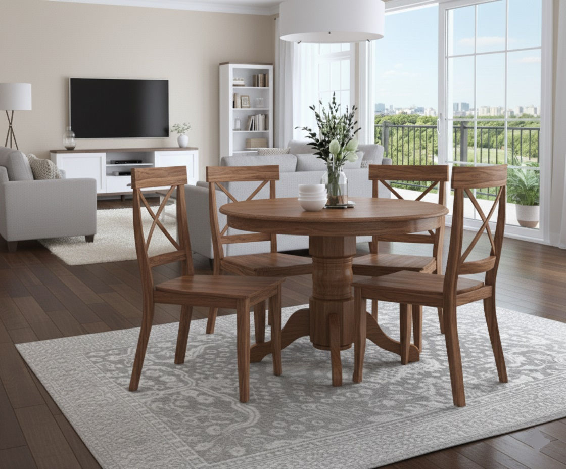Modern Round 4 Seater Dining Table Set