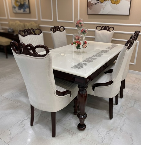 Buy Snow Onyx Seat Marble Top Dining Table Get 30% OFF