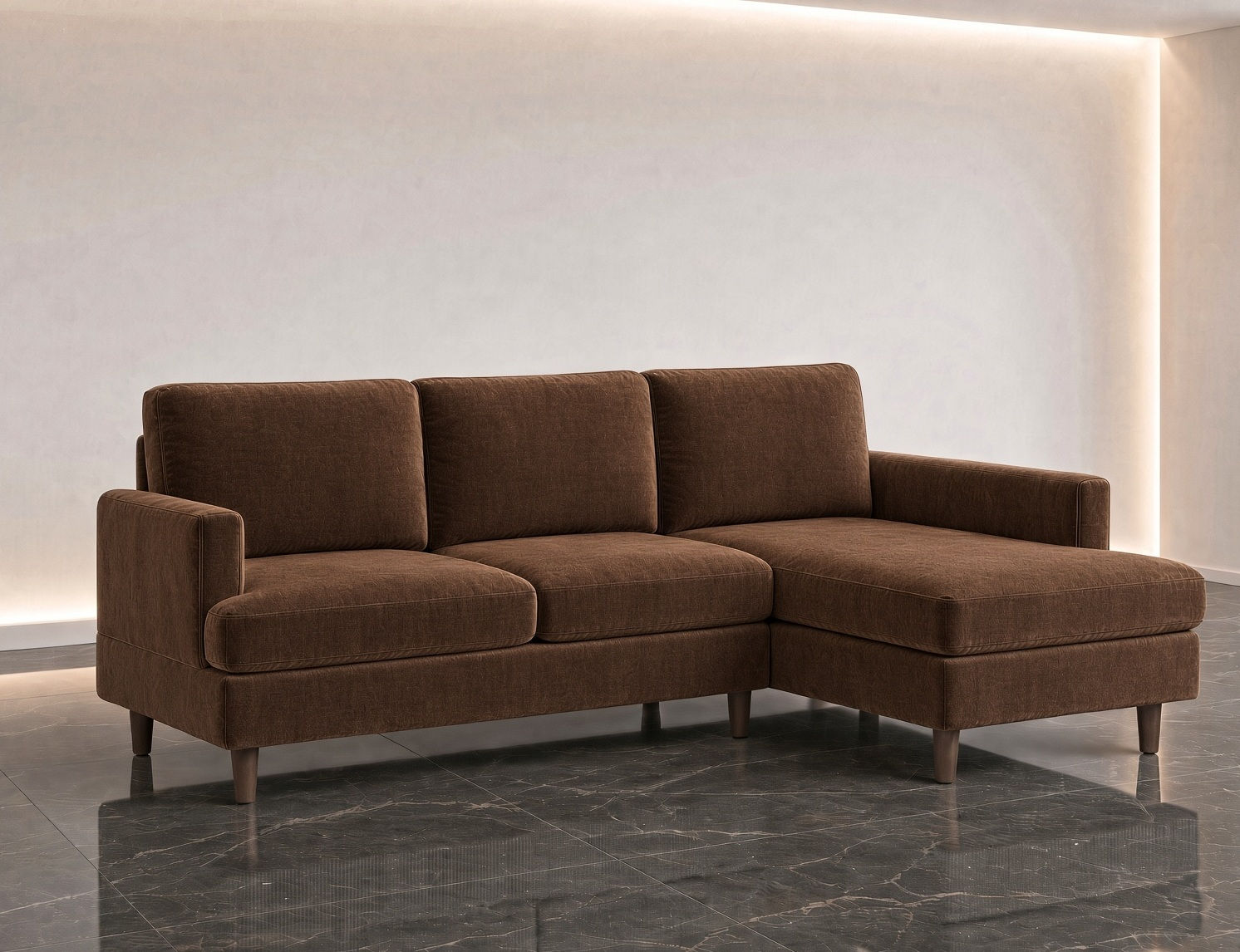 Modern Fabric L Shape Sofa Online Brown