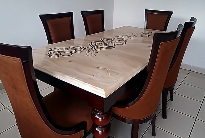 Thumbnail: Picaso 6 Seat Marble Top Dining Table Set6