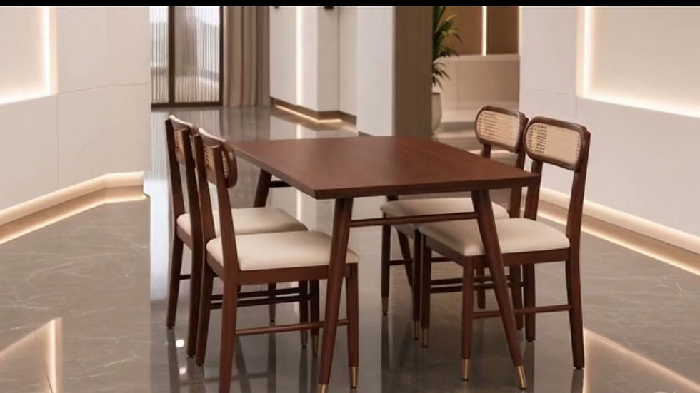 Thumbnail: Wooden Rattan Cane 4 Seater Dining Table8