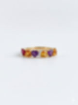 18k gold band heart-shaped pink rhodolites, golden citrines, and natural diamonds