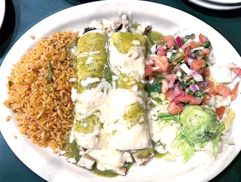 San Miguel Grill chicken enchiladas dish 