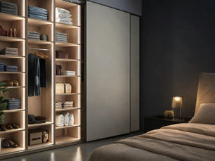 VelArt custom modern built-in closet with doors, Miami