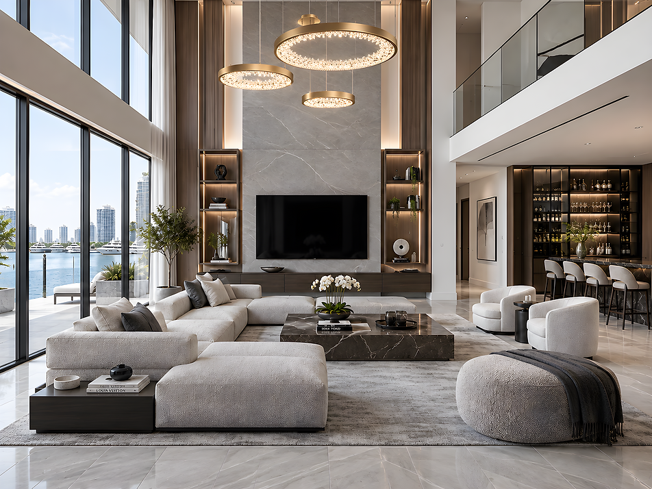 Custom Design Modern Living Room Built-in Furniture, Miami