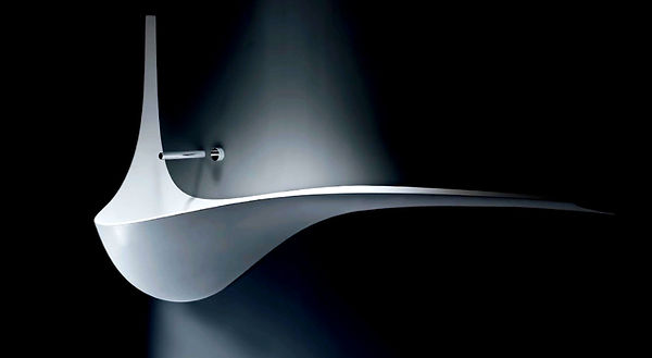 White modern sink and faucet