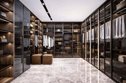 VelArt Custom Walk-in Closet with Glass Doors, Miami