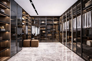 VelArt Custom Walk-in Closet with Glass Doors, Miami