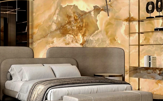 Custom design modern bedroom with onyx wall