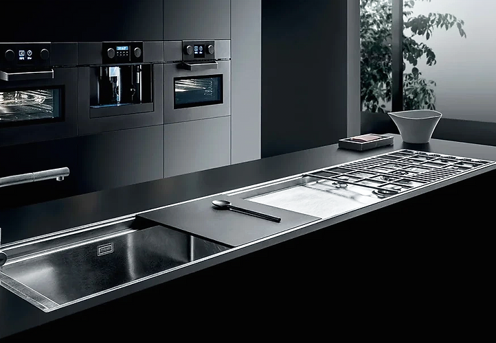 Matt black kitchen cabinets