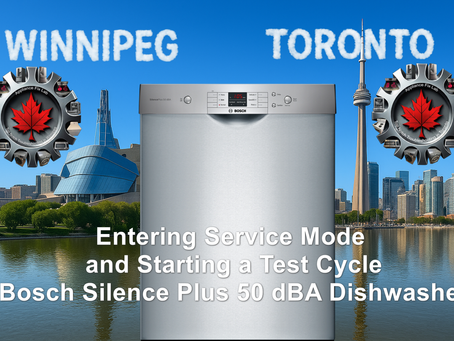 Entering Service Mode and Starting a Test Cycle in a Bosch Silence Plus 50 dBA Dishwasher