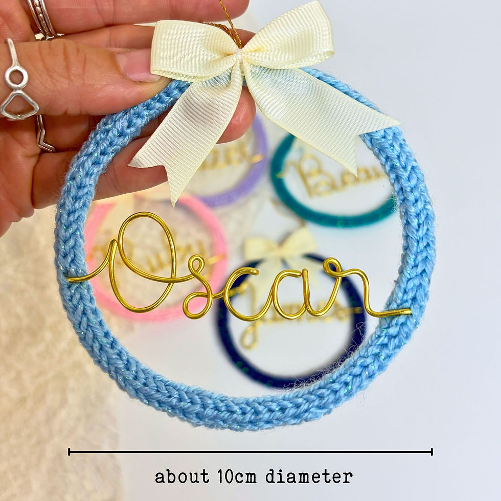 Thumbnail: Personalised knitted Christmas wreath with wire name