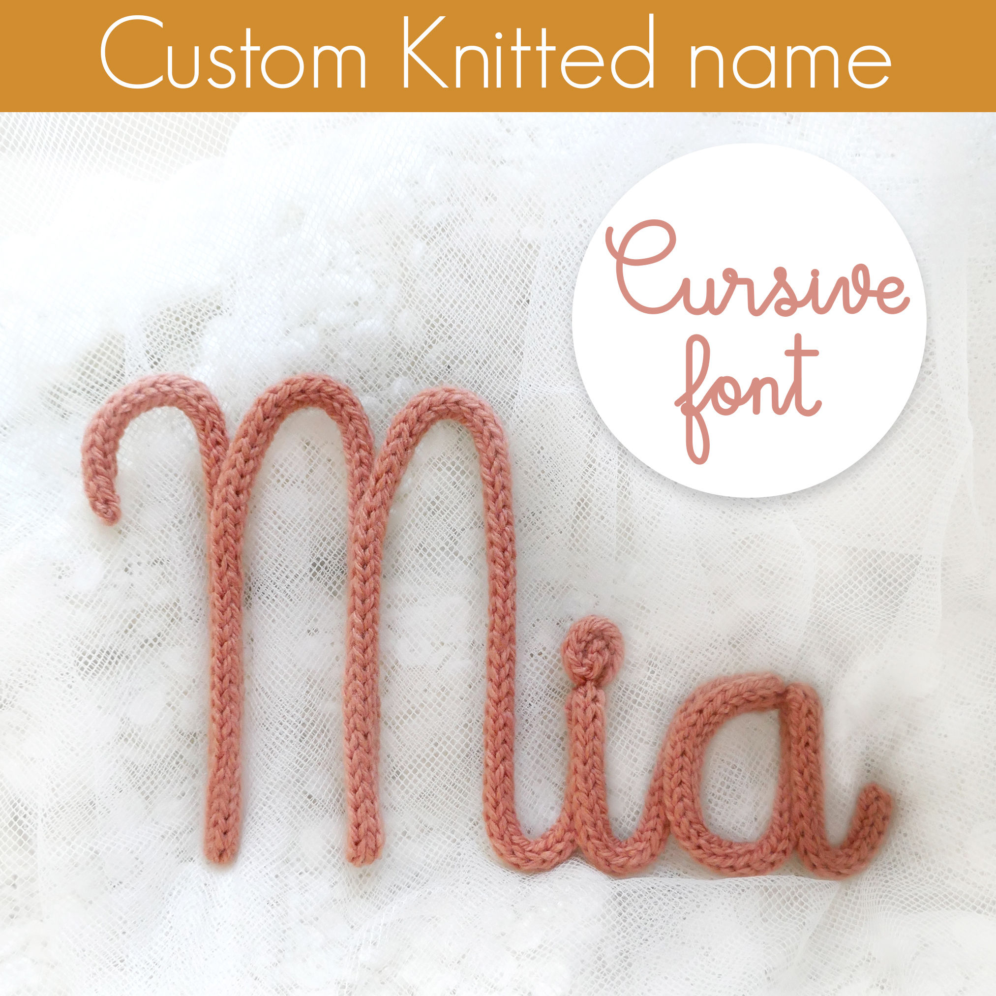 Custom Knitted name - Cursive font