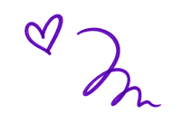 Purple hand-drawn heart and squiggle