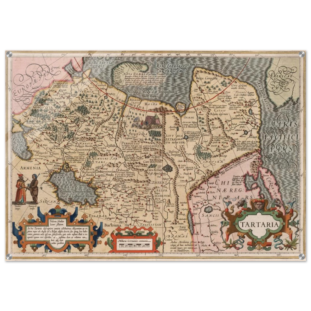 T6X | 1600’s Tartarian Empire Map With Color | Acrylic Print With Glass Overlay