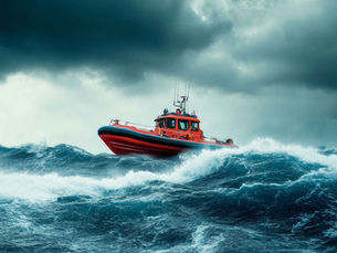 Lifeboat in rough weather