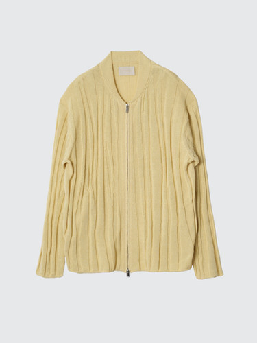 LINEN LIKE COTTON ROUNDUM RIB ZIP KNIT BLOUSON | YOKE