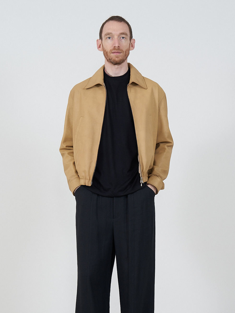08sircus】Goat leather zip up blouson