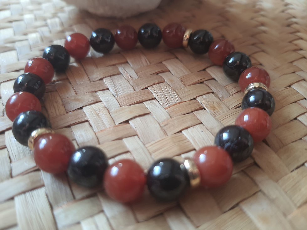 Miniature : Bracelet Feu Intérieur – Grenat & Cornaline (montage élastique)