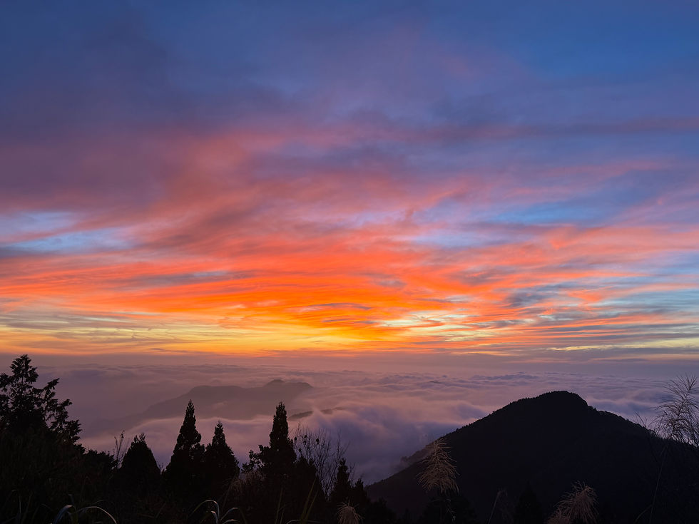 Sunset over Alishan Mountains