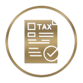 Gold tax form icon representing DnA CPA’s and Advisors’ expert income tax preparation and planning services for individuals and businesses.