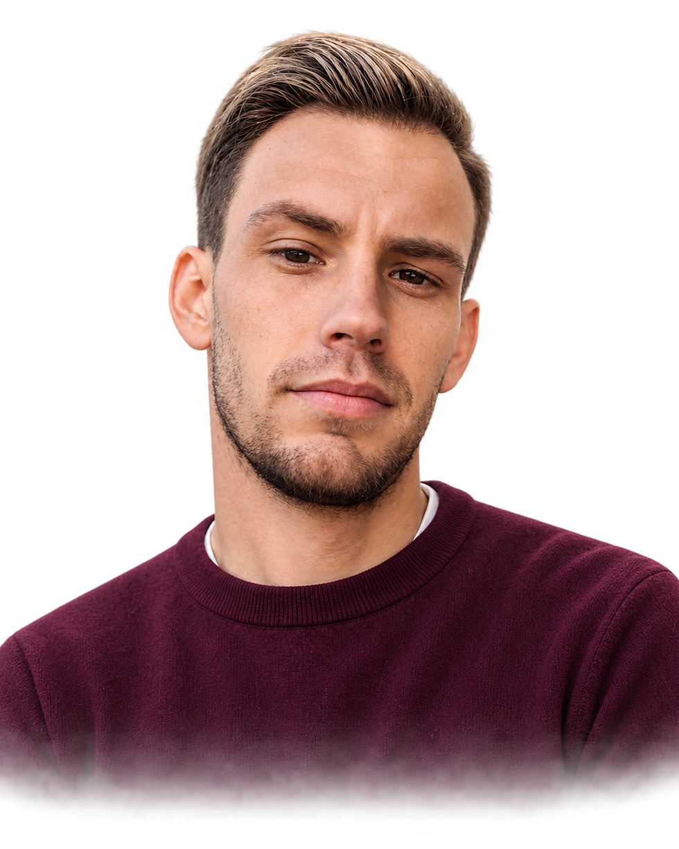 Confident Man in Burgundy Sweater.png
