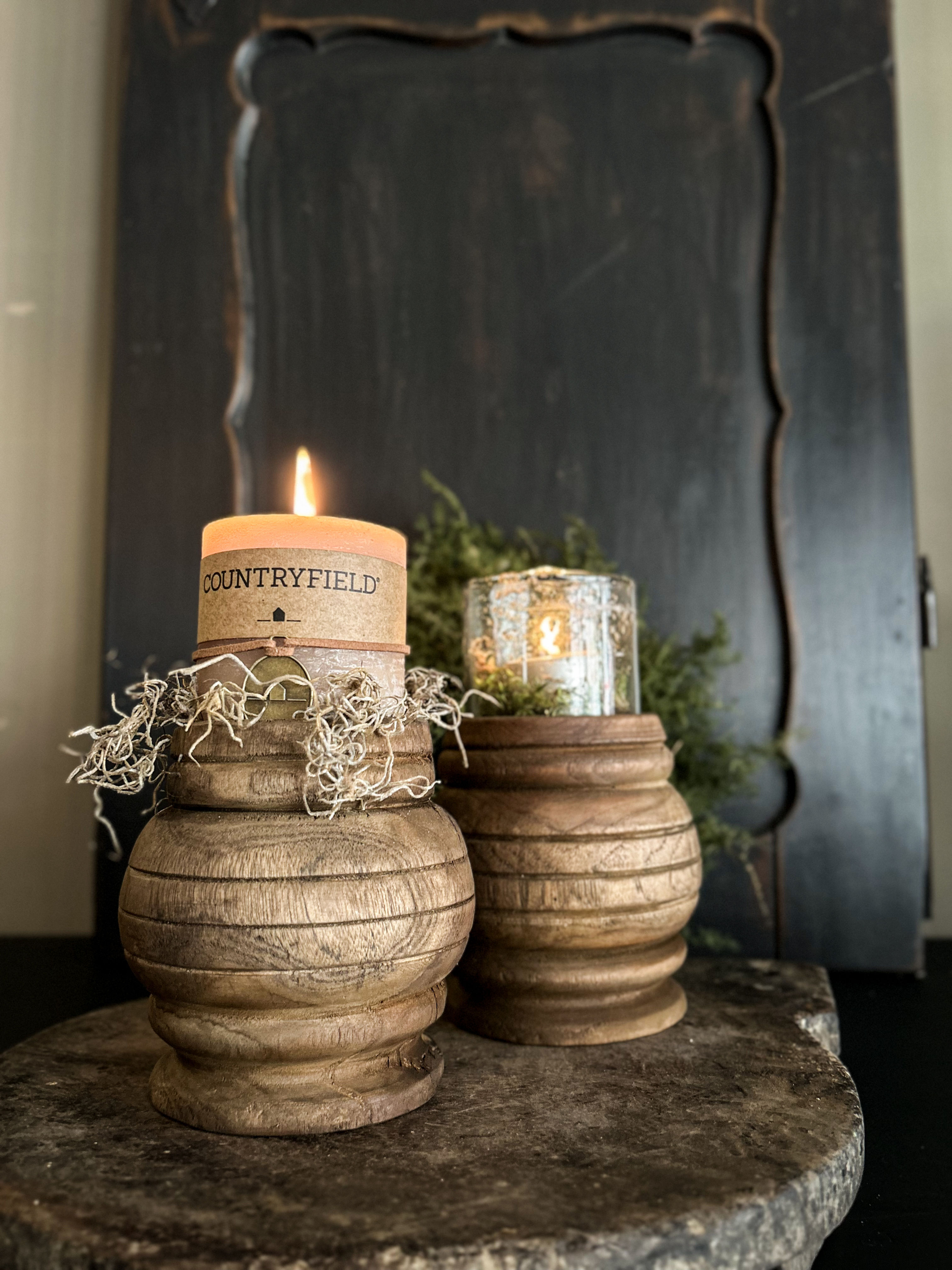 Massief houten Kandelaar - Bergen