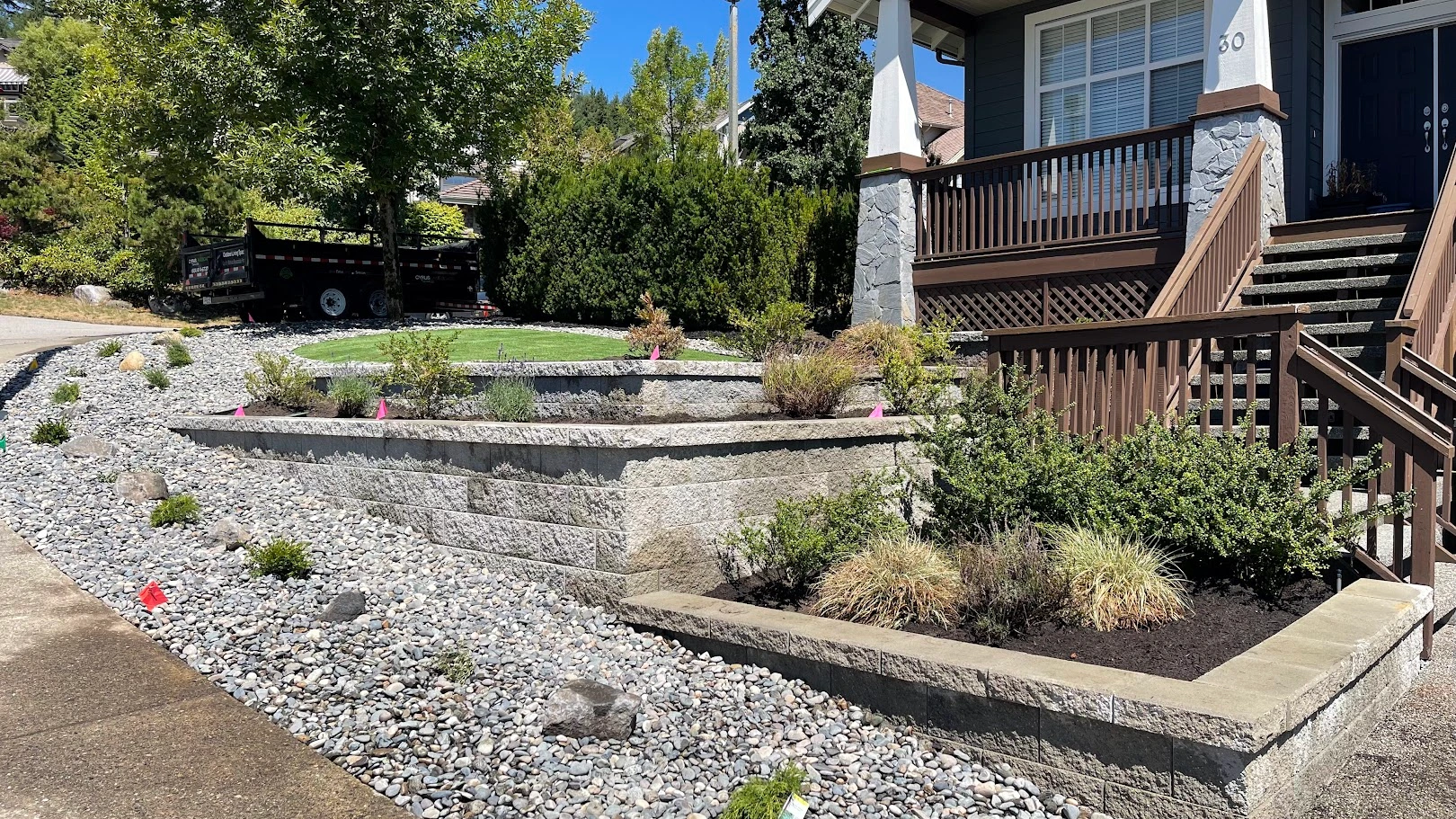 Concrete block wall planter, planting plants