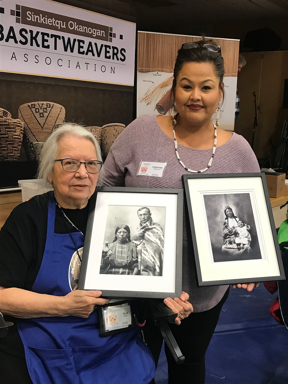 Tillie and Crissy holding Matsura photos