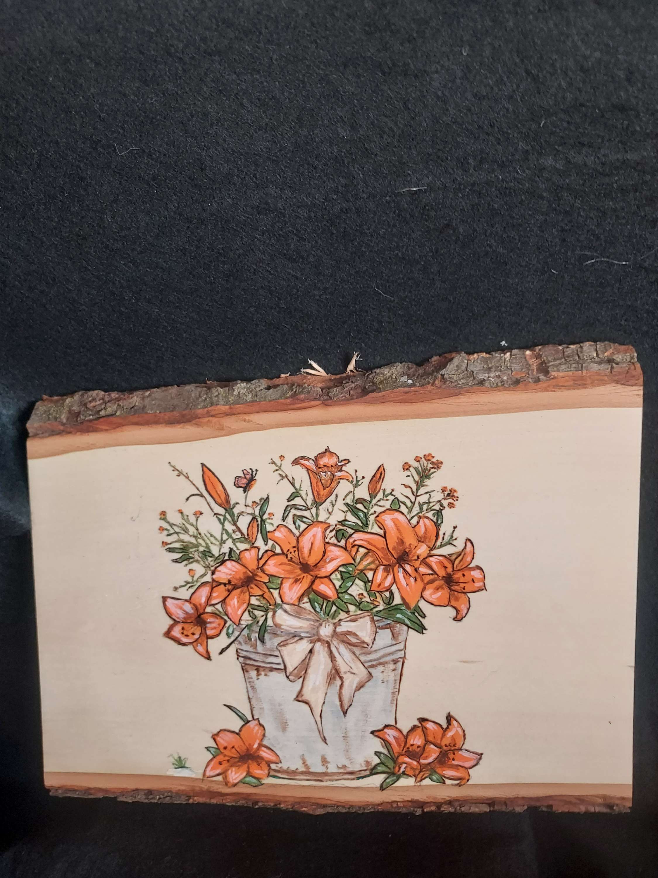 Woodburnt and handpainted